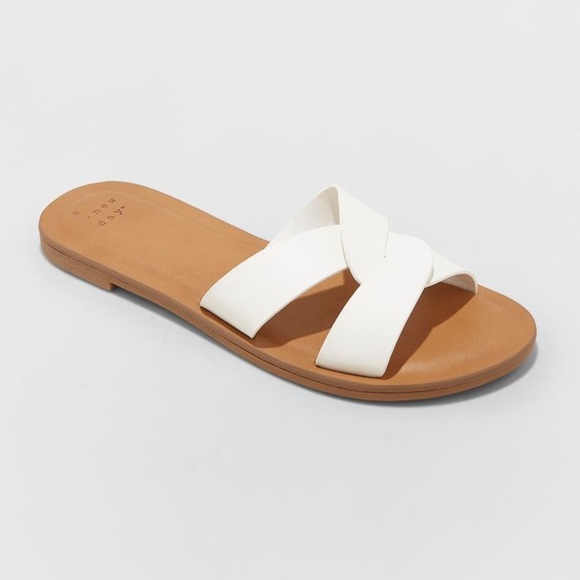 a new day Shoes - TRINA Flat White Slip On Sandals